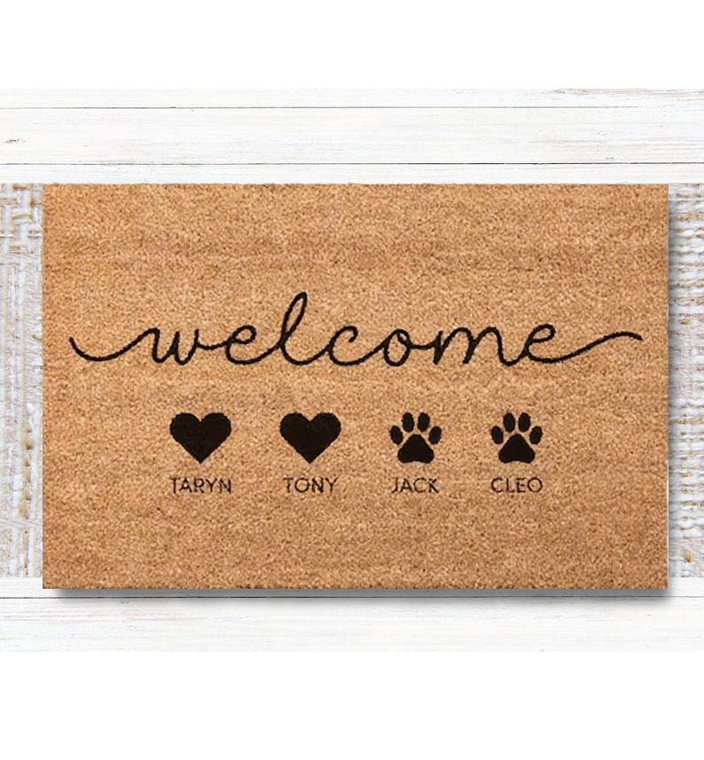 Kids Outdoor Ideas - Personalisierte Familien-Fußmatte, Individuelle Haustier-Fußmatte, Geschenkideen für