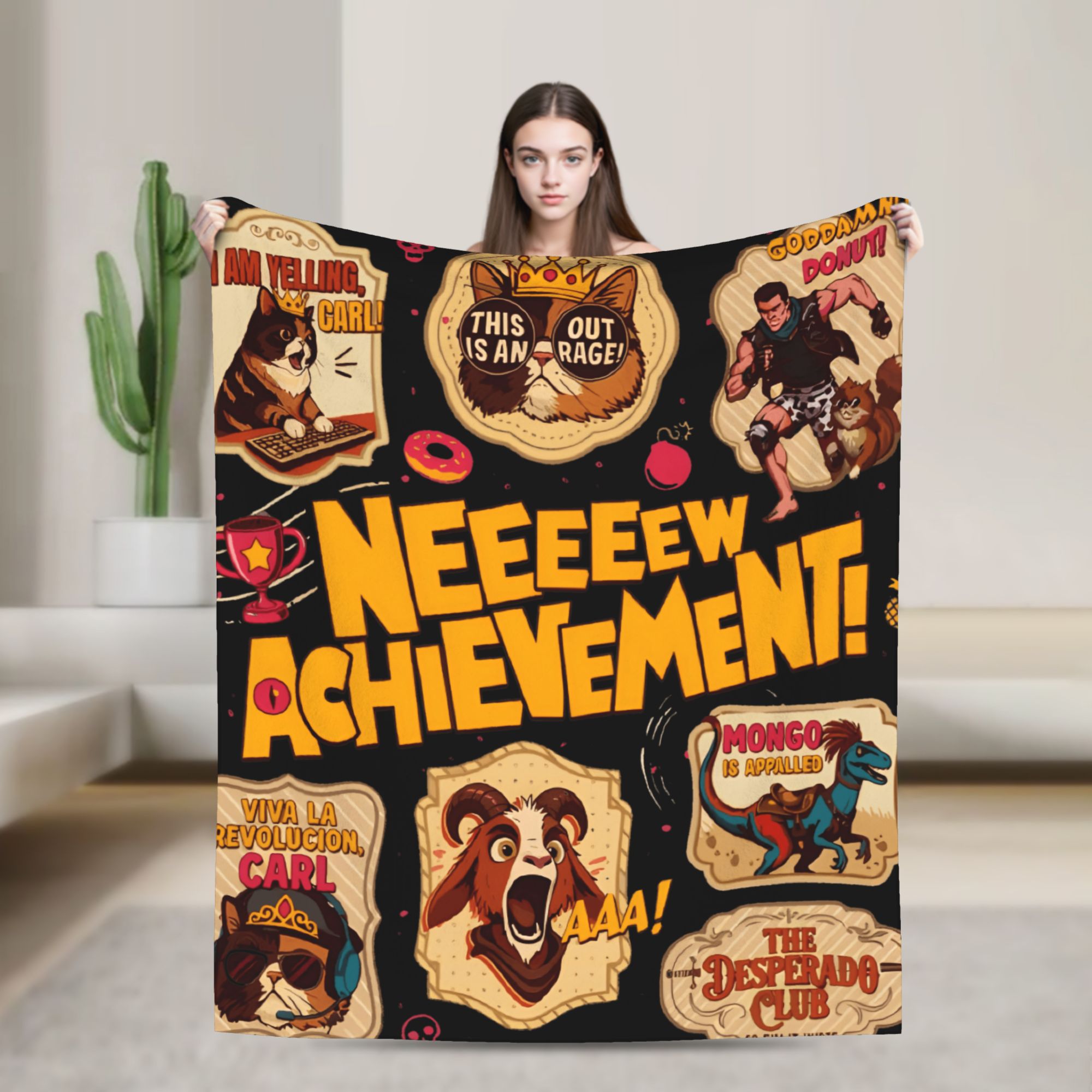 Kids Outdoor Ideas - Donut Cat Dungeon Crawler Carl Plüschdecke
