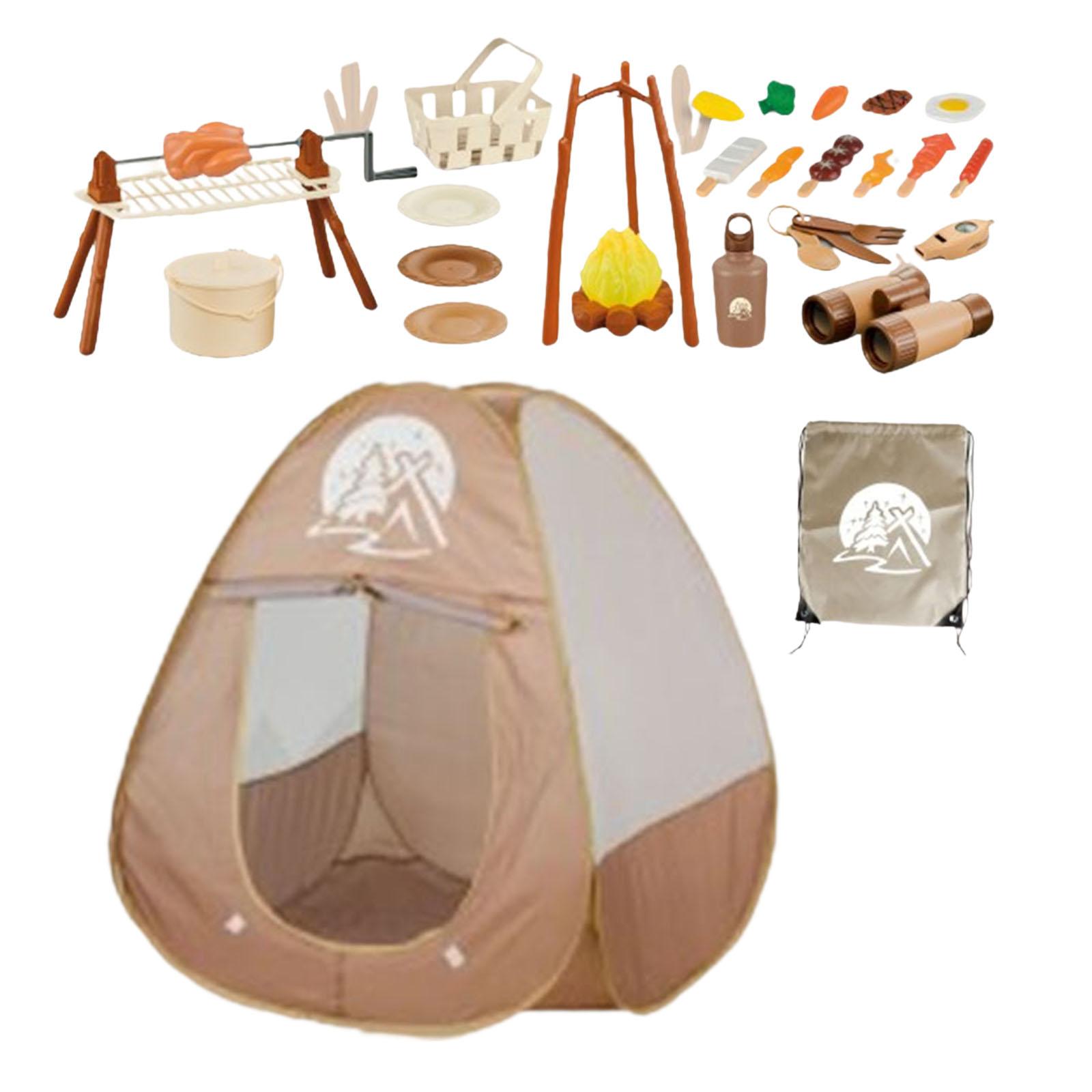 Kids Outdoor Grill - 34-teiliges Kinder-Camping-Set Picknick-Zubehör Lernspielzeug Essen-Spielset für