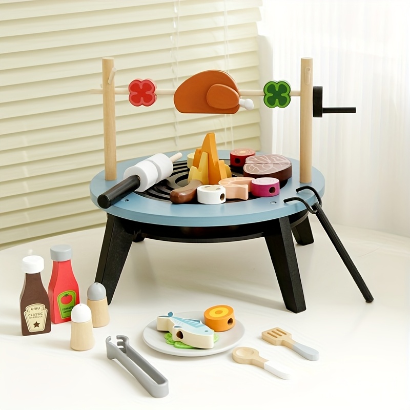Kids Outdoor Grill - Grill-Spielset aus Holz für Kinder, Rollenspiel,
