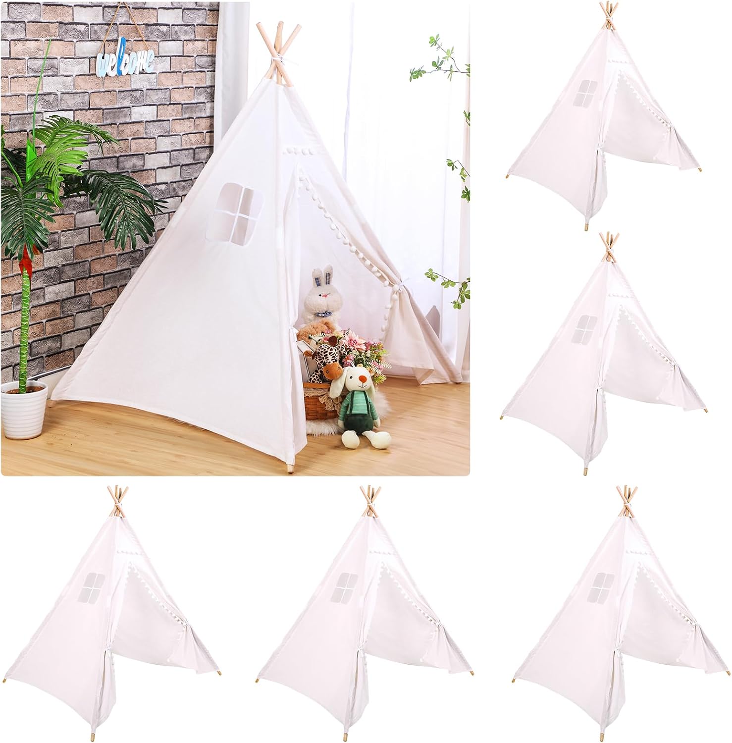 Kids Outdoor Tent - Windyun 6-teiliges Kinder-Tipi-Zelt, faltbar, waschbar, für