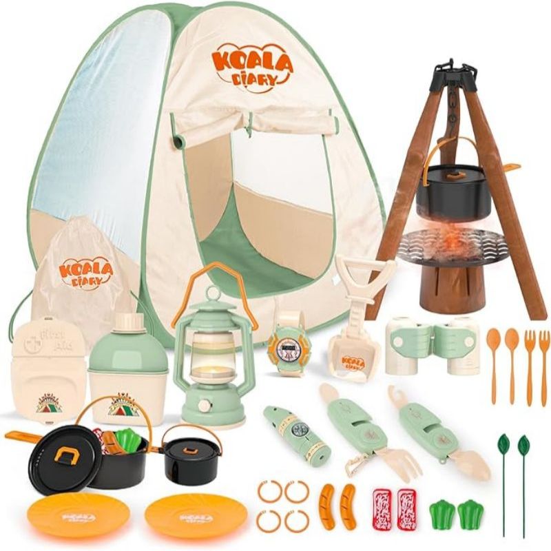 Kids Outdoor Tent - Kinder-Camping-Set, Kleinkind-Spielzeug für Jungen mit Lagerfeuer,