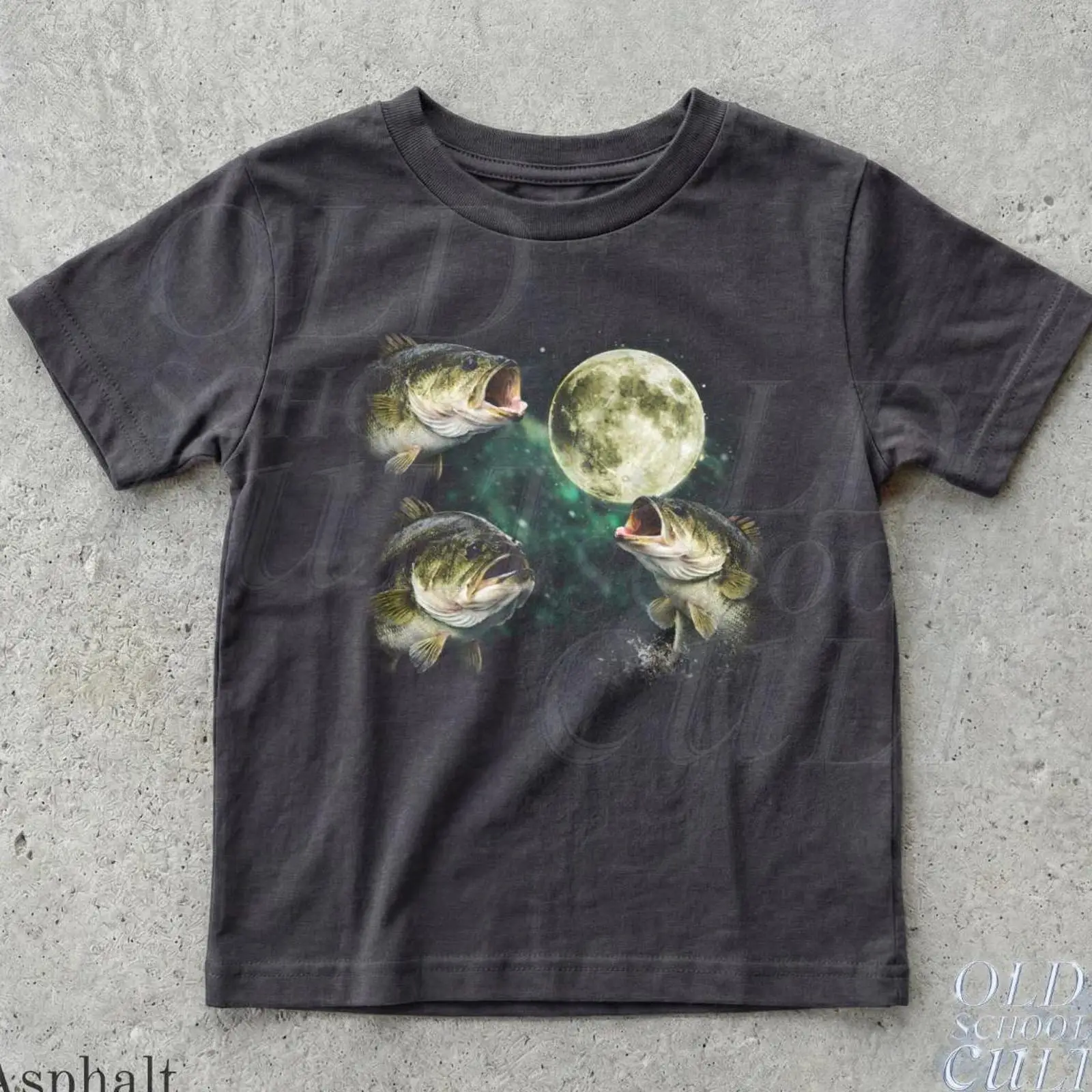 Kids Outdoor Ideas - Bass-Angeln Kinder T-Shirt Fisch Mond Angler