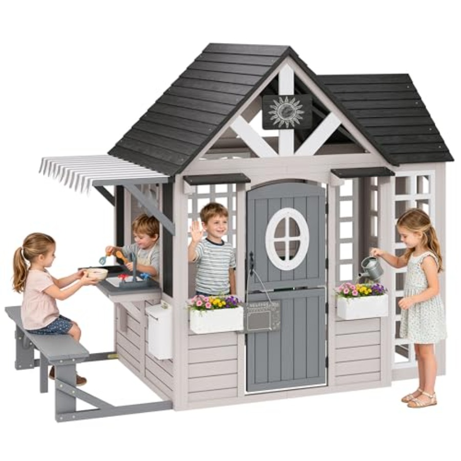 Kids Outdoor Chalkboard - Outdoor-Holzspielhaus für Kinder im Alter von