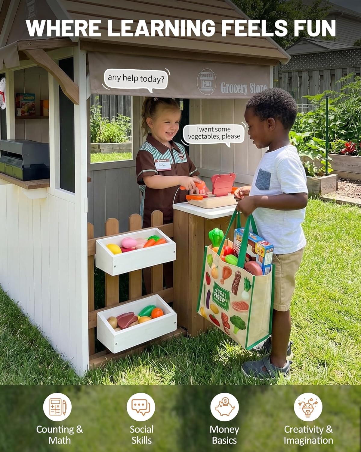 2-in-1 Zedernholz-Spielhaus fü – Kids Outdoor Chalkboard Bewertung und Preis